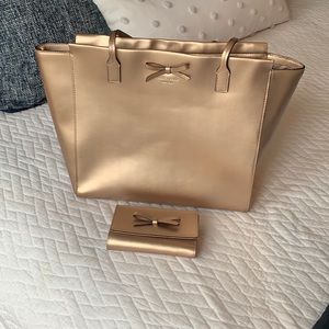 Kate Spade Rose Gold Tote & Matching Wallet